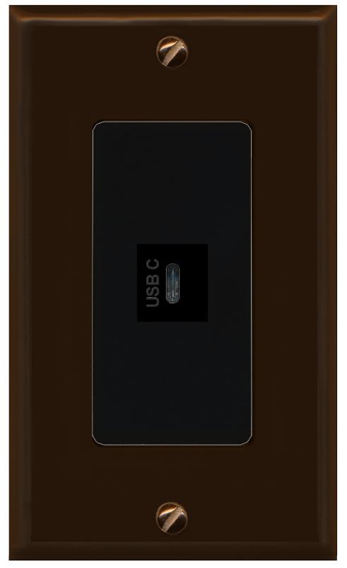 RiteAV USBC Wall Plate - 1 Gang [Brown/Black]