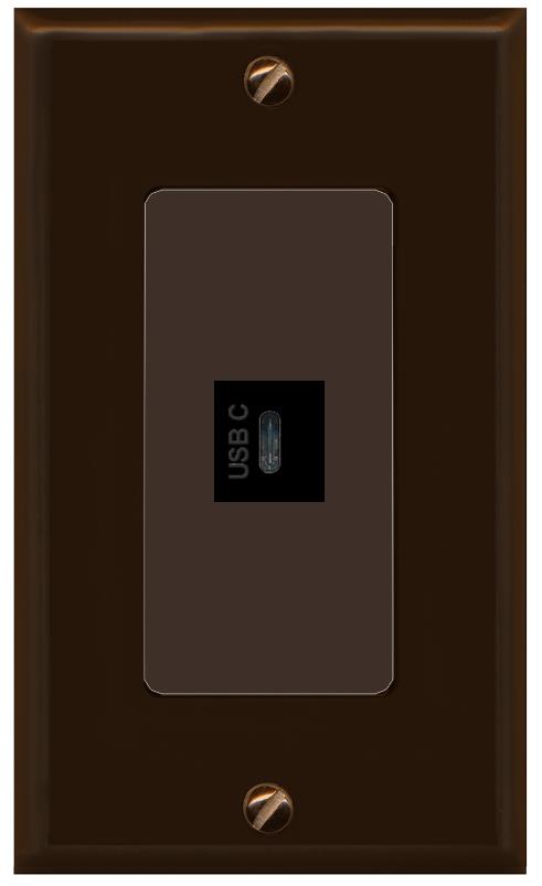 RiteAV USBC Wall Plate - 1 Gang [Brown/Brown]