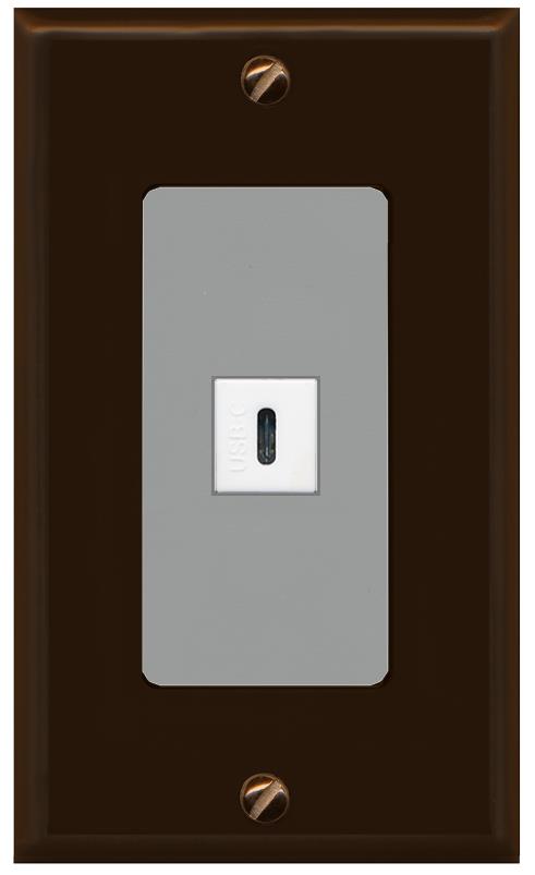 RiteAV USBC Wall Plate - 1 Gang [Brown/Gray]