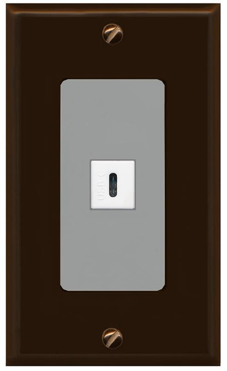 RiteAV USBC Wall Plate - 1 Gang [Brown/Gray]