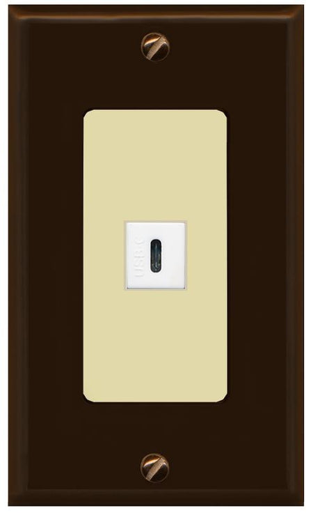 RiteAV USBC Wall Plate - 1 Gang [Brown/Ivory]