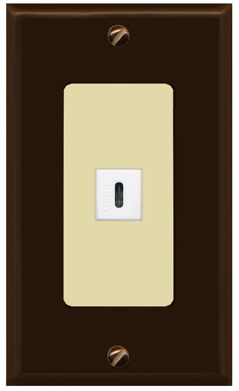 RiteAV USBC Wall Plate - 1 Gang [Brown/Ivory]