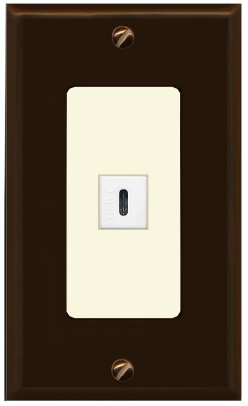 RiteAV USBC Wall Plate - 1 Gang [Brown/Light-Almond]