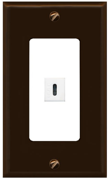 RiteAV USBC Wall Plate - 1 Gang [Brown/White]