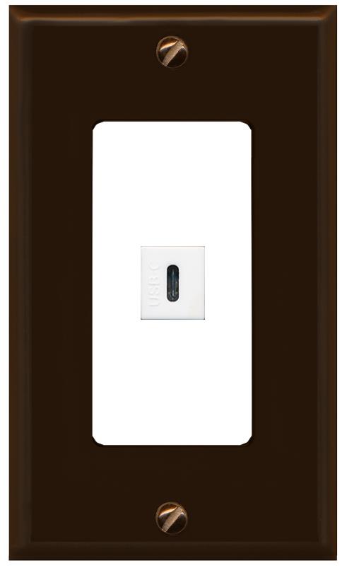 RiteAV USBC Wall Plate - 1 Gang [Brown/White]