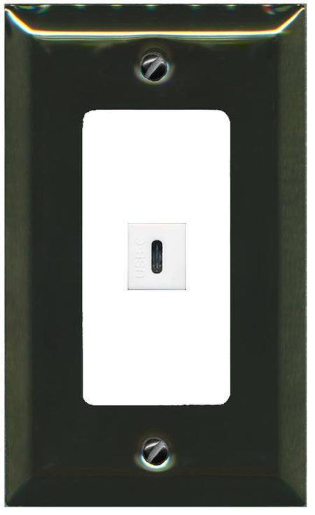 RiteAV USBC Wall Plate - 1 Gang [Brass/White]