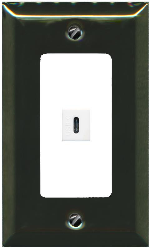 RiteAV USBC Wall Plate - 1 Gang [Brass/White]