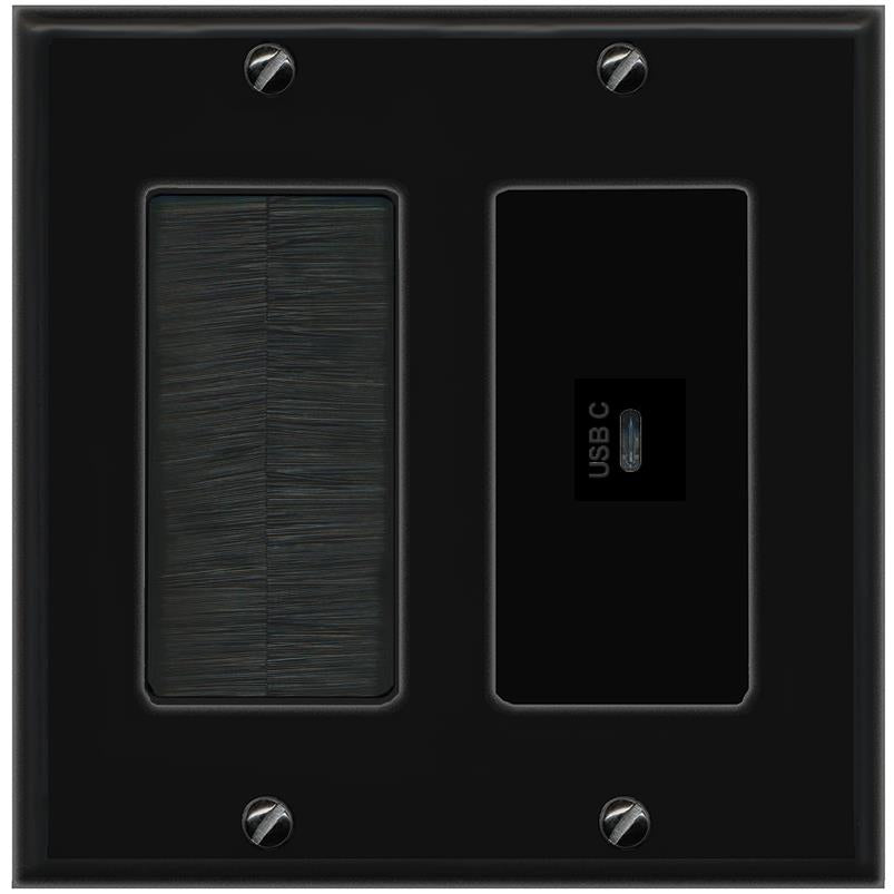 RiteAV USBC Wall Plate - Brush [Black/Black]