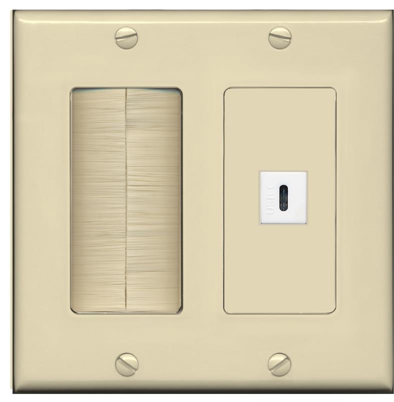 RiteAV USBC Wall Plate - Brush [Ivory/Ivory]