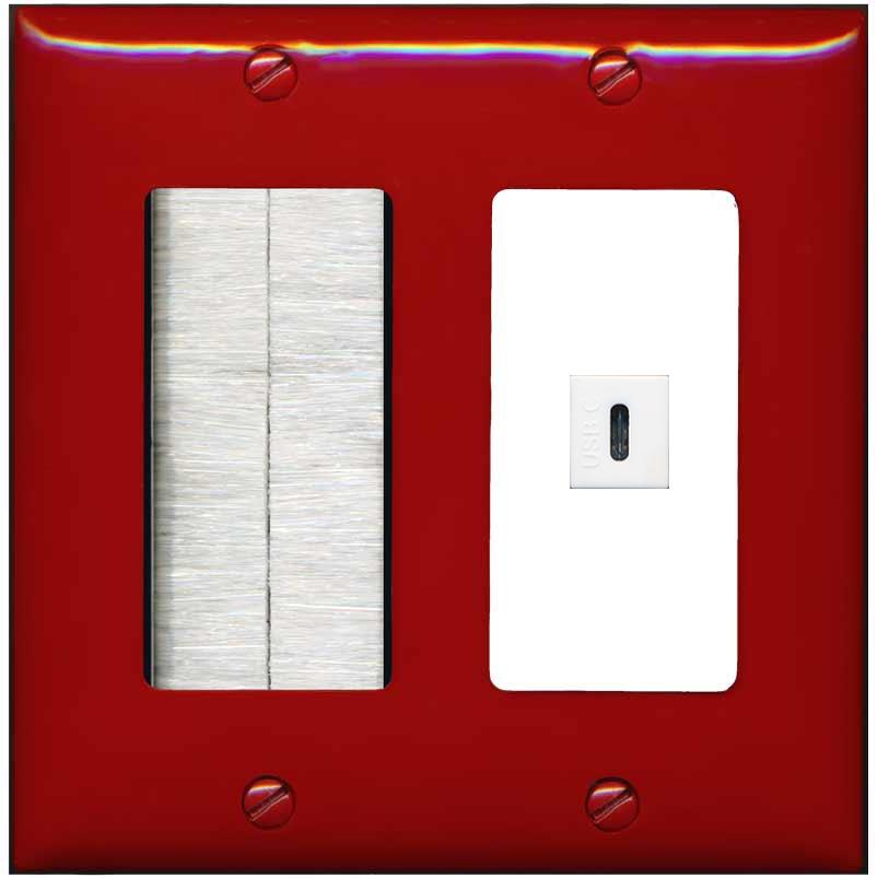 RiteAV USBC Wall Plate - Brush [Red/White]