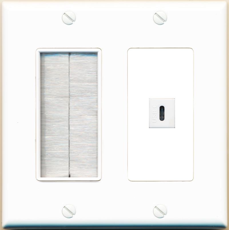 RiteAV USBC Wall Plate - Brush [White]