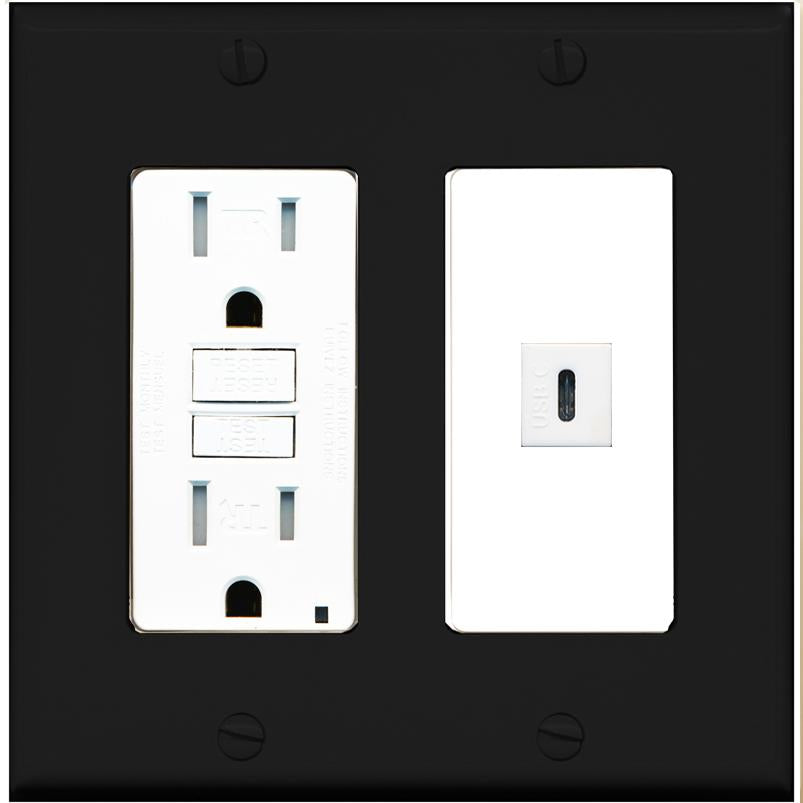 RiteAV USBC Wall Plate - GFCI [Black/White]