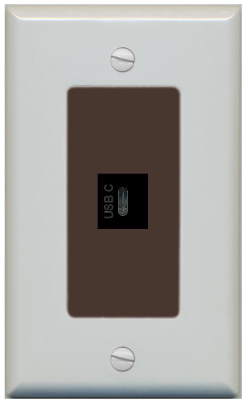 RiteAV USBC Wall Plate - 1 Gang [Gray/Brown]