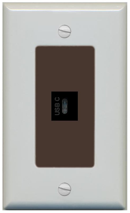 RiteAV USBC Wall Plate - 1 Gang [Gray/Brown]