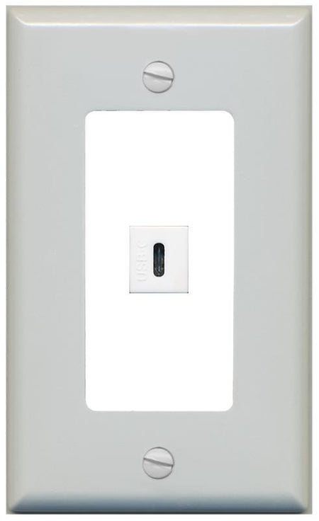 RiteAV USBC Wall Plate - 1 Gang [Gray/White]