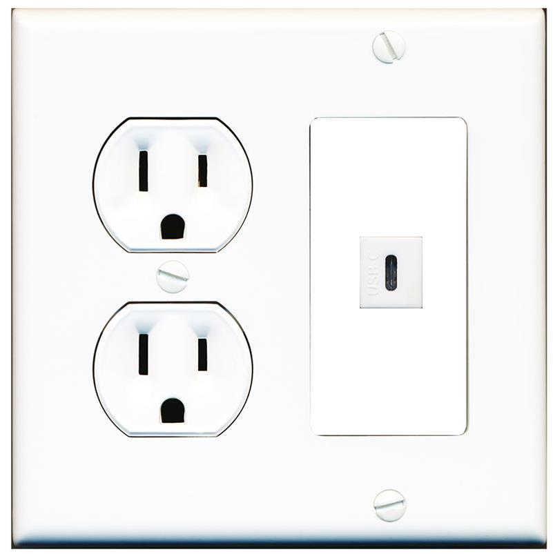 RiteAV USBC Wall Plate - Round Outlet [White]