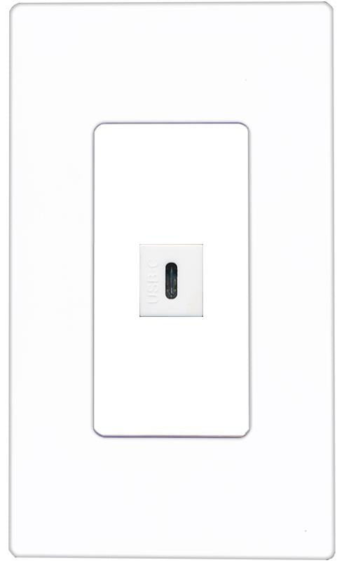 RiteAV USBC Wall Plate - 1 Gang [Screwless White]