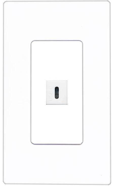 RiteAV USBC Wall Plate - 1 Gang [Screwless White]