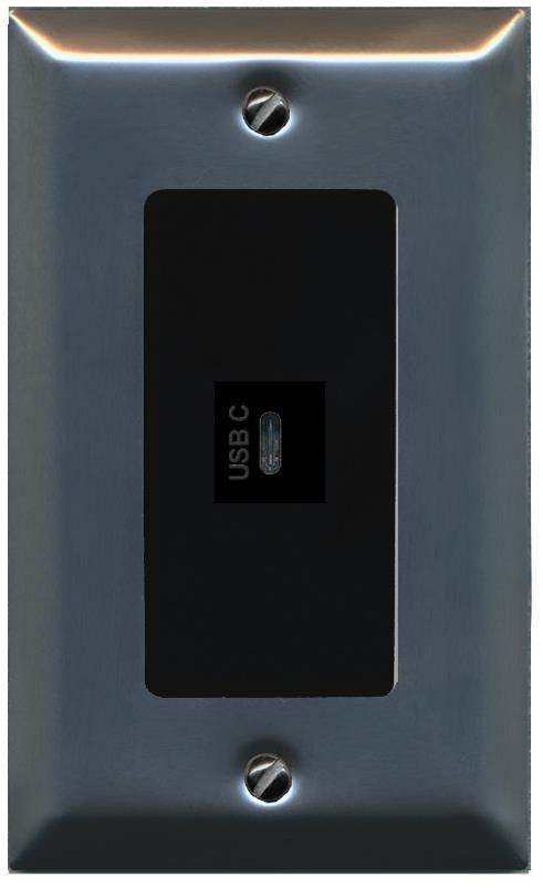 RiteAV USBC Wall Plate - 1 Gang [Stainless/Black]