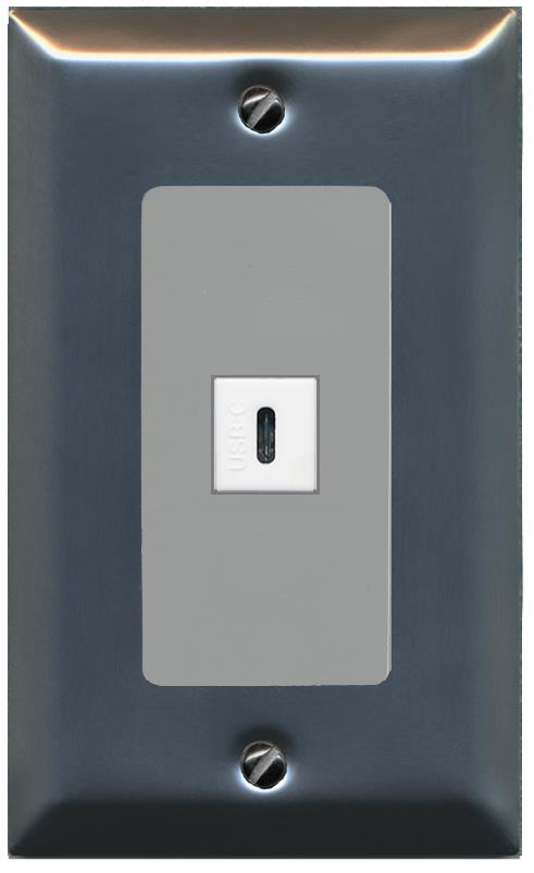 RiteAV USBC Wall Plate - 1 Gang [Stainless/Gray]