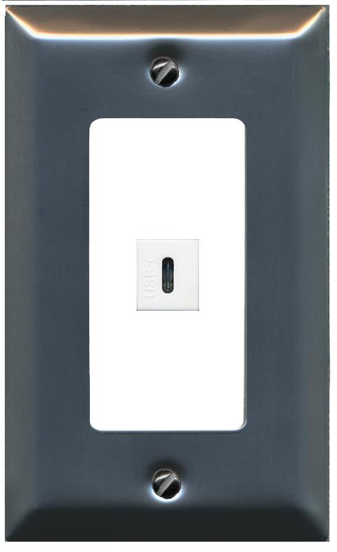 RiteAV USBC Wall Plate - 1 Gang [Stainless/White]