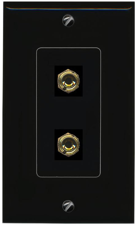 RiteAV 2 Port Banana Keystone Jack Plug (1 Speaker) Binding Post Coupler Wall Plate - 1 Gang [Black/Black]