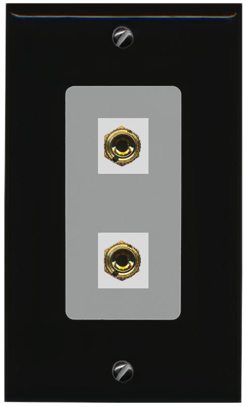 RiteAV 2 Port Banana Keystone Jack Plug (1 Speaker) Binding Post Coupler Wall Plate - 1 Gang [Black/Gray]