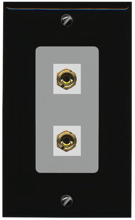 RiteAV 2 Port Banana Keystone Jack Plug (1 Speaker) Binding Post Coupler Wall Plate - 1 Gang [Black/Gray]