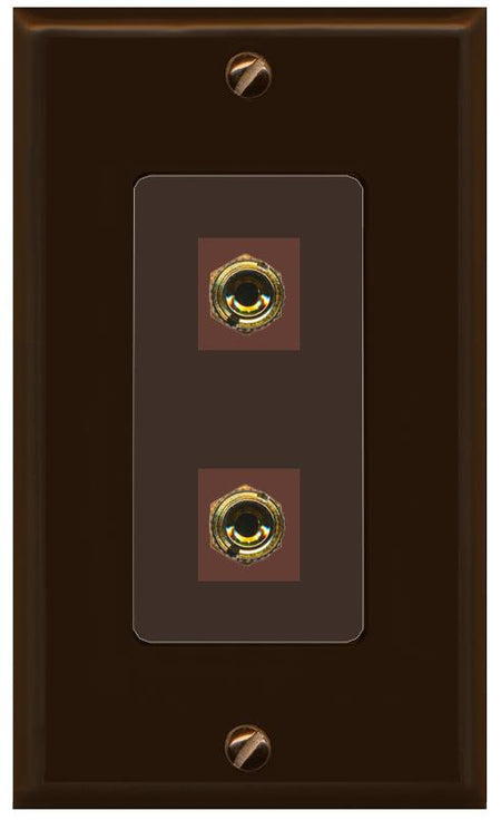 RiteAV 2 Port Banana Keystone Jack Plug (1 Speaker) Binding Post Coupler Wall Plate - 1 Gang [Brown/Brown]