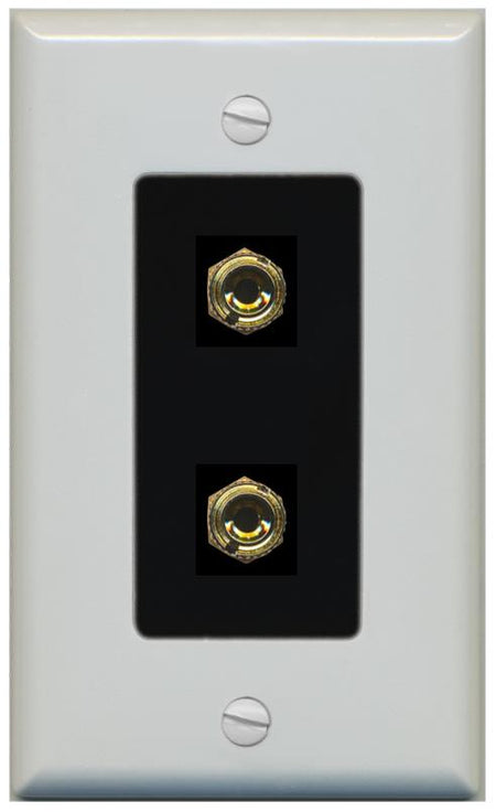 RiteAV 2 Port Banana Keystone Jack Plug (1 Speaker) Binding Post Coupler Wall Plate - 1 Gang [Gray/Black]