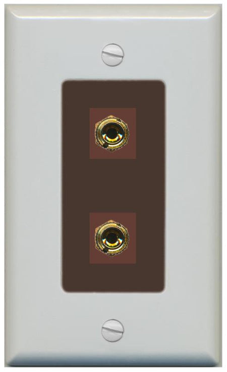 RiteAV 2 Port Banana Keystone Jack Plug (1 Speaker) Binding Post Coupler Wall Plate - 1 Gang [Gray/Brown]