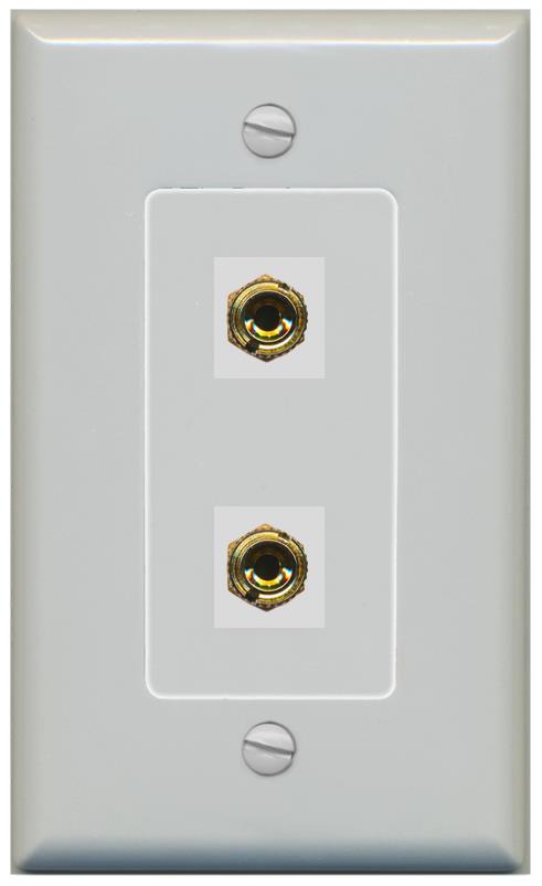 RiteAV 2 Port Banana Keystone Jack Plug (1 Speaker) Binding Post Coupler Wall Plate - 1 Gang [Gray/Gray]