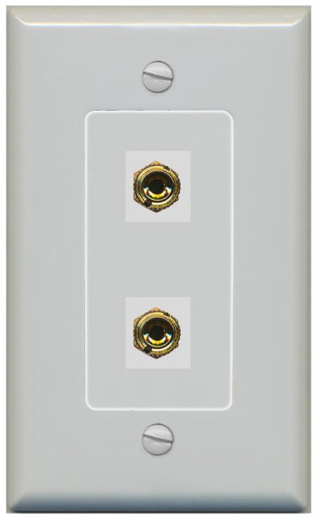 RiteAV 2 Port Banana Keystone Jack Plug (1 Speaker) Binding Post Coupler Wall Plate - 1 Gang [Gray/Gray]