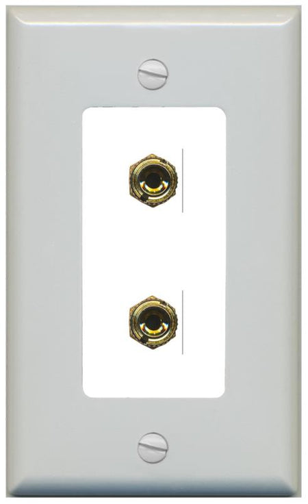 RiteAV 2 Port Banana Keystone Jack Plug (1 Speaker) Binding Post Coupler Wall Plate - 1 Gang [Gray/White]