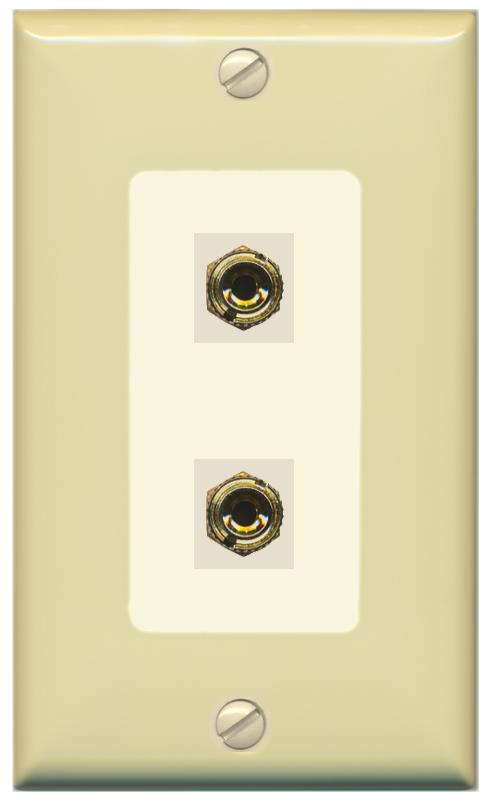 RiteAV 2 Port Banana Keystone Jack Plug (1 Speaker) Binding Post Coupler Wall Plate - 1 Gang [Ivory/Light-Almond]