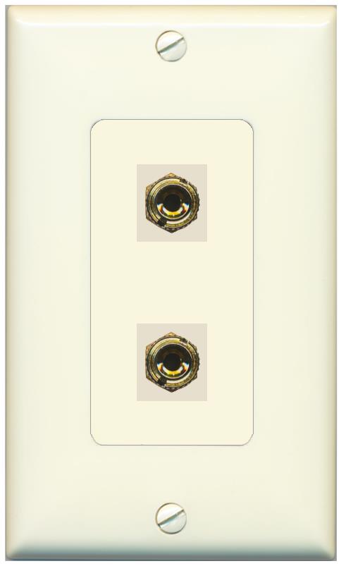 RiteAV 2 Port Banana Keystone Jack Plug (1 Speaker) Binding Post Coupler Wall Plate - 1 Gang [Light-Almond]