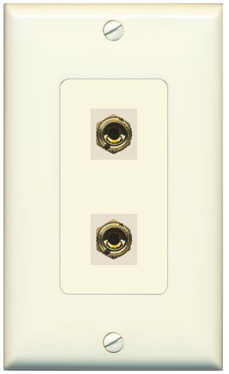 RiteAV 2 Port Banana Keystone Jack Plug (1 Speaker) Binding Post Coupler Wall Plate - 1 Gang [Light-Almond]