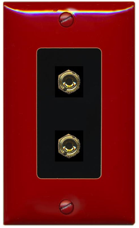 RiteAV 2 Port Banana Keystone Jack Plug (1 Speaker) Binding Post Coupler Wall Plate - 1 Gang [Red/Black]