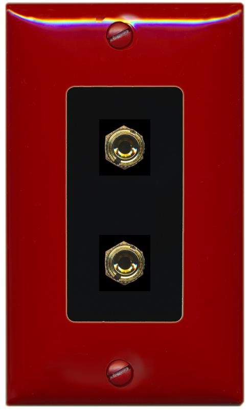 RiteAV 2 Port Banana Keystone Jack Plug (1 Speaker) Binding Post Coupler Wall Plate - 1 Gang [Red/Black]