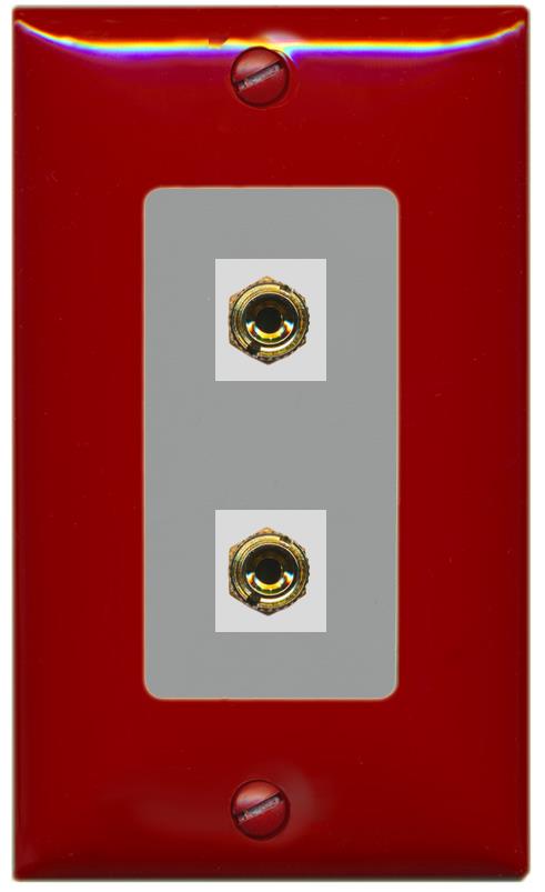 RiteAV 2 Port Banana Keystone Jack Plug (1 Speaker) Binding Post Coupler Wall Plate - 1 Gang [Red/Gray]