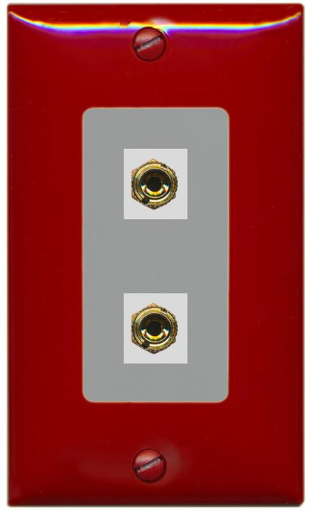 RiteAV 2 Port Banana Keystone Jack Plug (1 Speaker) Binding Post Coupler Wall Plate - 1 Gang [Red/Gray]