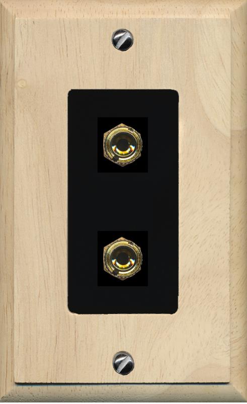 RiteAV 2 Port Banana Keystone Jack Plug (1 Speaker) Binding Post Coupler Wall Plate - 1 Gang [Wood/Black]