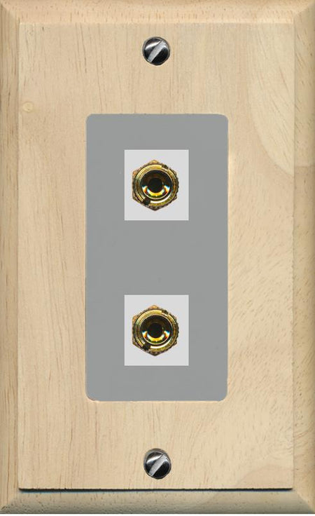 RiteAV 2 Port Banana Keystone Jack Plug (1 Speaker) Binding Post Coupler Wall Plate - 1 Gang [Wood/Gray]