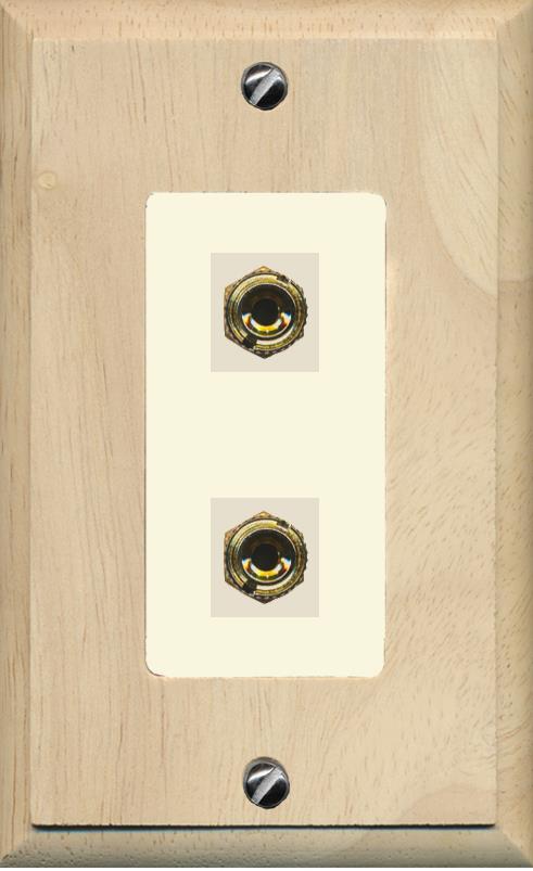 RiteAV 2 Port Banana Keystone Jack Plug (1 Speaker) Binding Post Coupler Wall Plate - 1 Gang [Wood/Light-Almond]