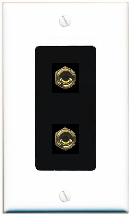 RiteAV 2 Port Banana Keystone Jack Plug (1 Speaker) Binding Post Coupler Wall Plate - 1 Gang [White/Black]