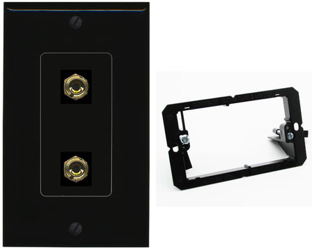 RiteAV 2 Banana 1 Speaker Surround Female Coupler Binding Post Wall Plate - Bracket [Black/Black]