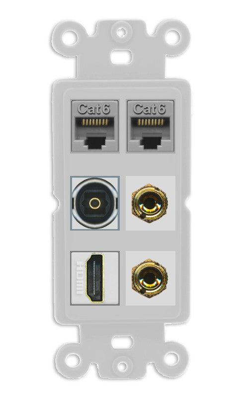 RiteAV 1 Speaker 2 Banana Binding Post Wall Plate 2 Cat6 1 x Toslink Optical and HDMI - Rocker [Gray/Gray]