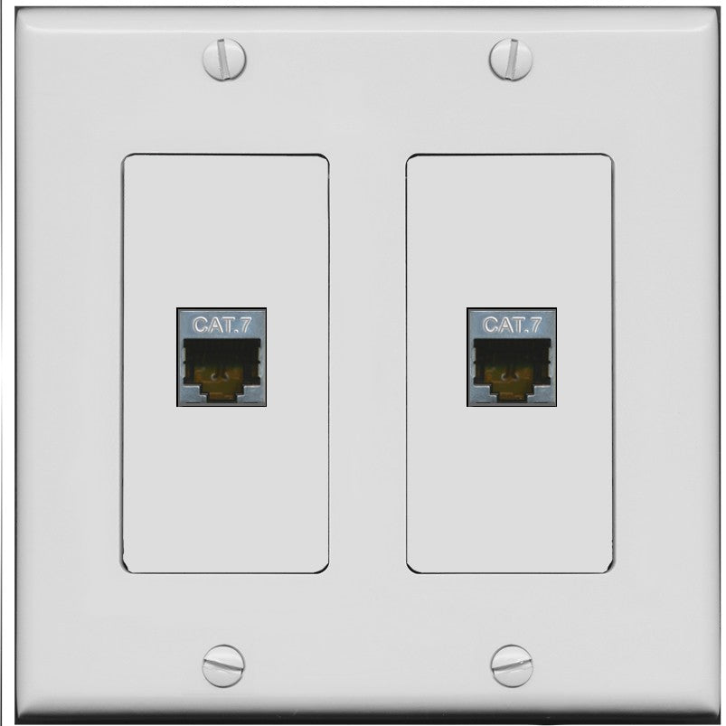 RiteAV 2 Port Cat7 Shielded Ethernet Wall Plate - 2 Gang [Gray/Gray]
