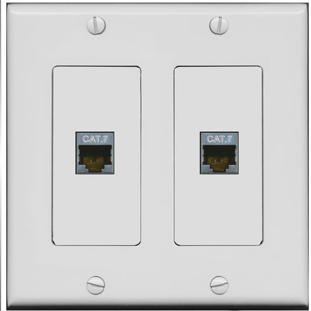 RiteAV 2 Port Cat7 Shielded Ethernet Wall Plate - 2 Gang [Gray/Gray]