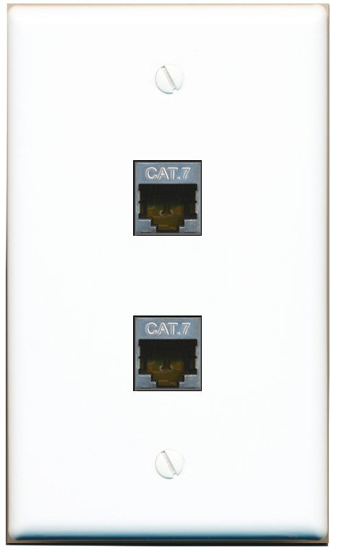 RiteAV 2 Port Cat7 Shielded Ethernet Wall Plate - Flat Style [White]